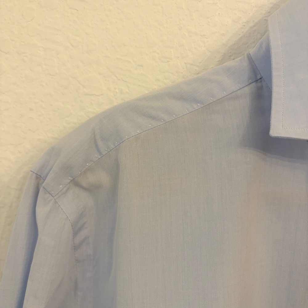 Finamore 1925 Napoli Dress Shirt Mens 18/45 Button Up Italy Cotton Light Blue - Picture 4 of 16
